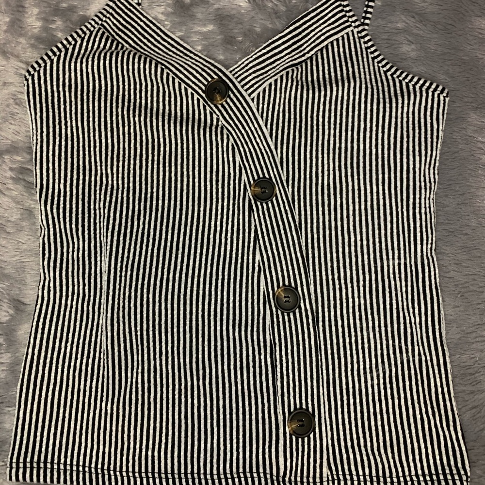 Striped Button-up Tank Top